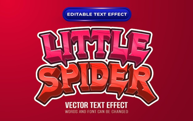 Vetor efeito de texto editável de aranha pequena