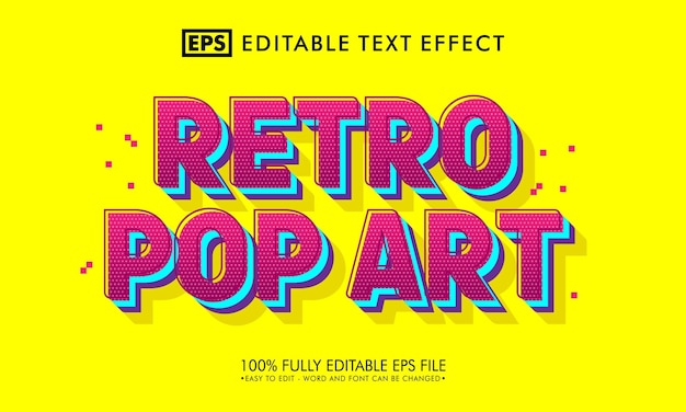 Efeito de texto editável de arte pop retrô