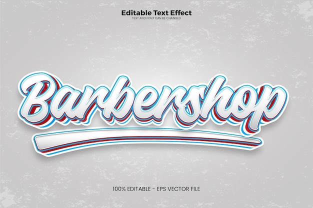 Vetor efeito de texto editável de barbearia no estilo de tendência moderno