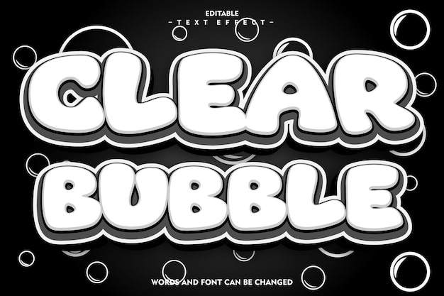 Vetor efeito de texto editável de bolha clara 3d em relevo estilo plano