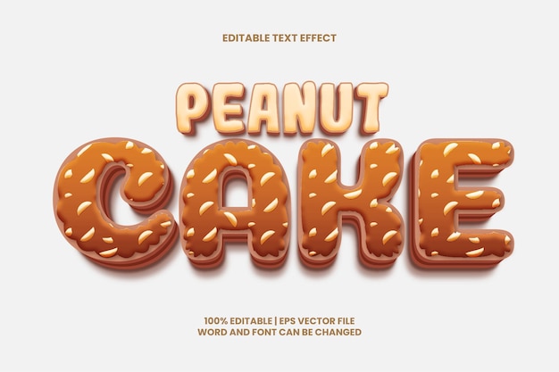 Efeito de texto editável de bolo de amendoim estilo 3D