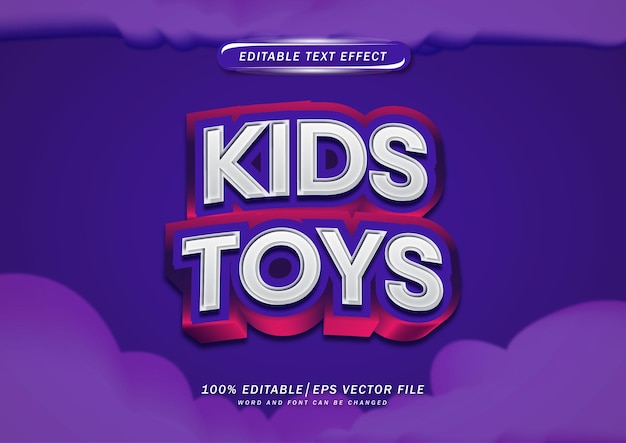 Efeito de texto editável de brinquedos 3d para crianças