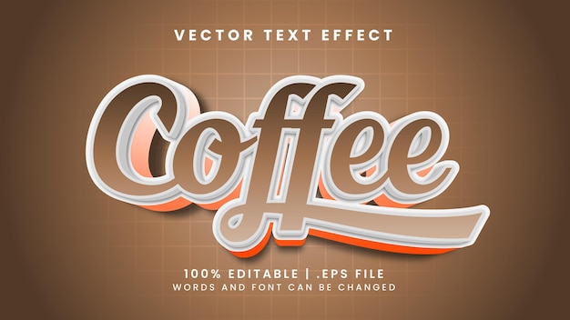 Efeito de texto editável de café com estilo de texto vintage e marrom