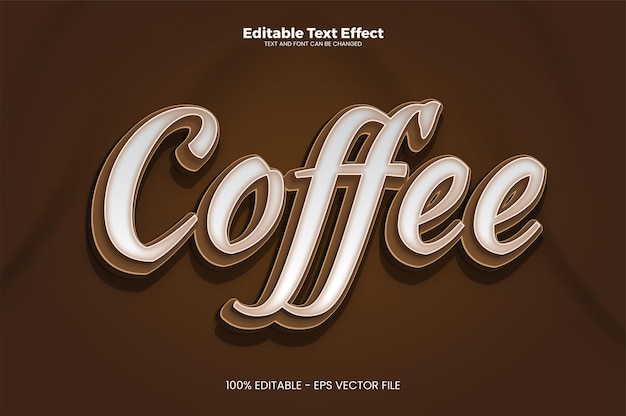 Efeito de texto editável de café em estilo de tendência moderna