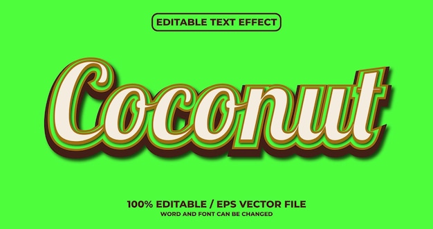 Efeito de texto editável de coco