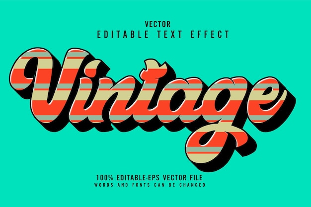 Efeito de texto editável de cor vintage