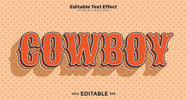 Efeito de texto editável de cowboy no estilo de tendência moderna