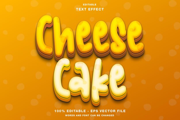 Vetor efeito de texto editável de desenho animado de bolo de queijo