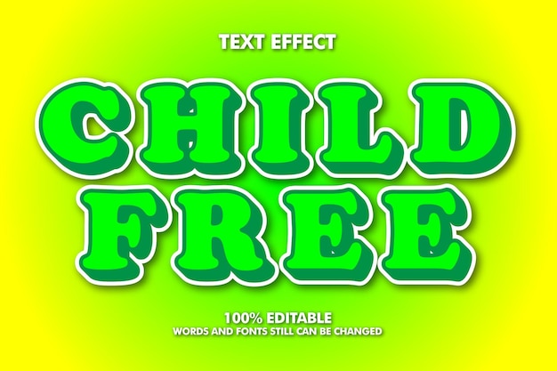 Efeito de texto editável de desenho animado de tipografia 3d em negrito moderno para crianças