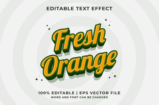 Efeito de texto editável de desenho animado laranja fresco 3d vetor premium