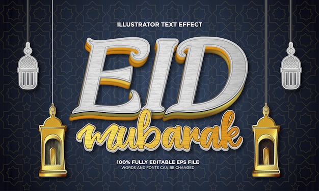 Efeito de texto editável de Eid Mubarak
