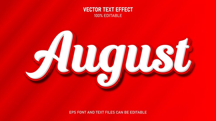 Efeito de texto editável de estilo 3d de agosto