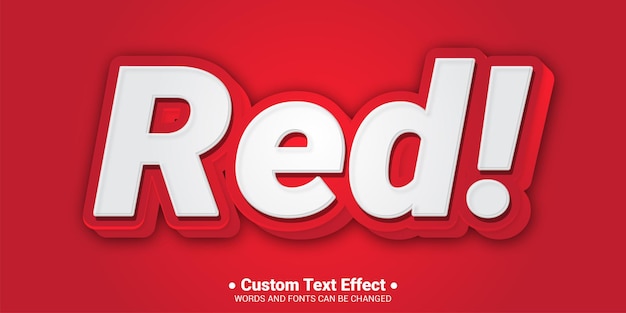 Vetor efeito de texto editável de estilo 3d de texto vermelho vetorial