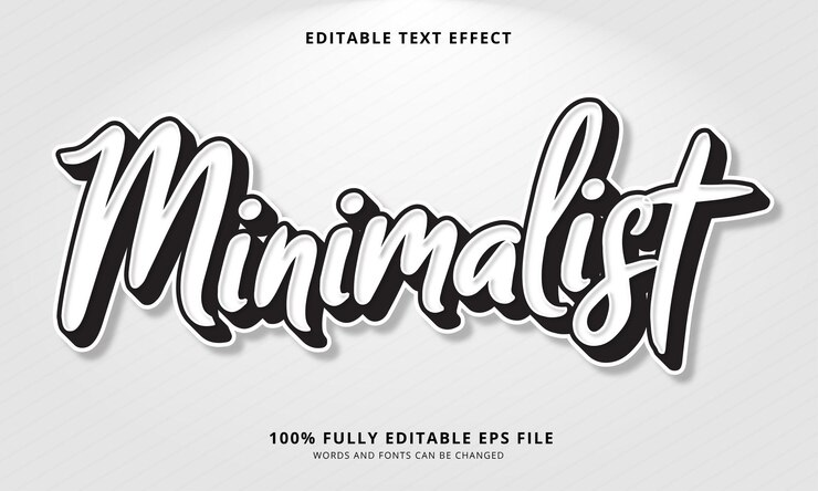 Efeito de texto editável de estilo de texto em preto e branco minimalista