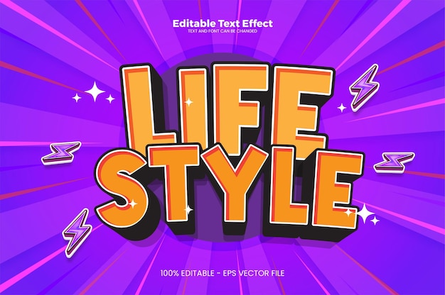 Efeito de texto editável de estilo de vida no estilo de tendência moderno