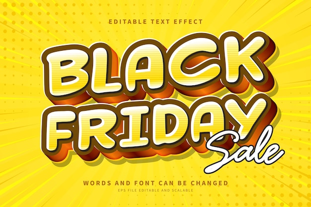 Efeito de texto editável de eventos de venda 3d yellow black friday