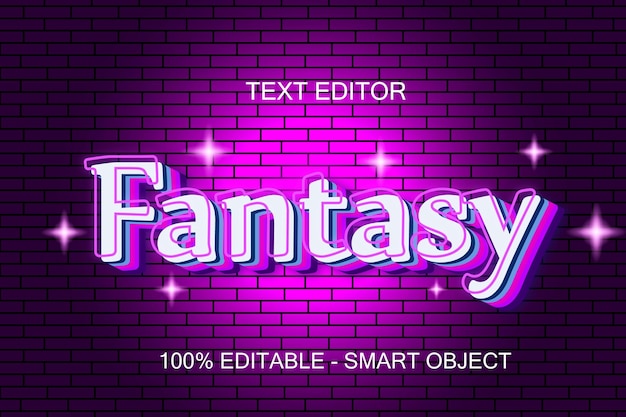 Efeito de texto editável de fantasia 3 dimensões em relevo estilo neon