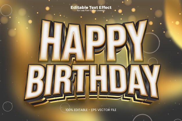 Vetor efeito de texto editável de feliz aniversário no estilo de tendência moderna