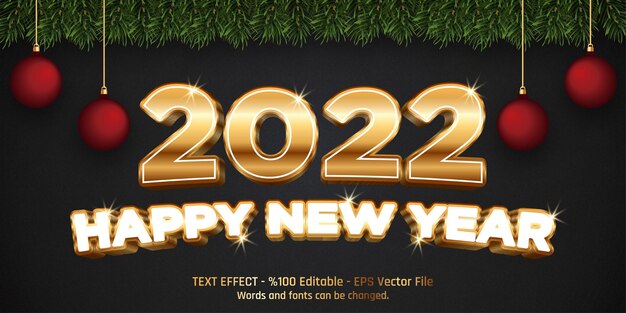 Efeito de texto editável de feliz ano novo de 2022