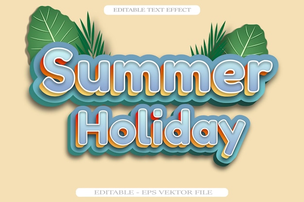 Efeito de texto editável de férias de verão 3d design de estilo gradiente