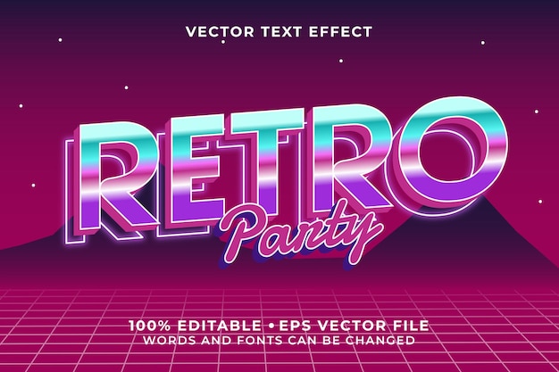 Vetor efeito de texto editável de festa retrô