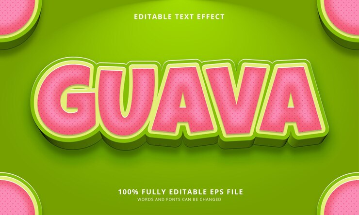 Efeito de texto editável de goiaba