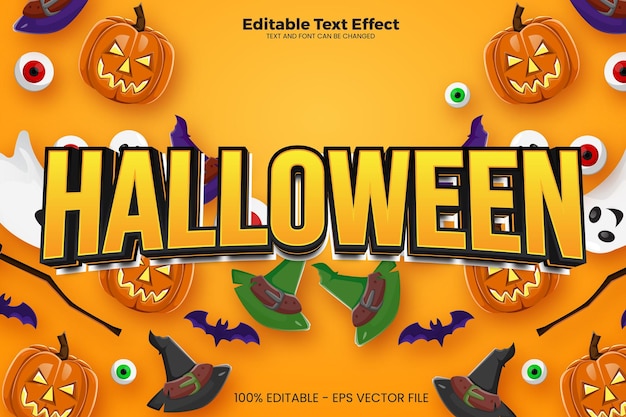 Efeito de texto editável de halloween em estilo de tendência moderna