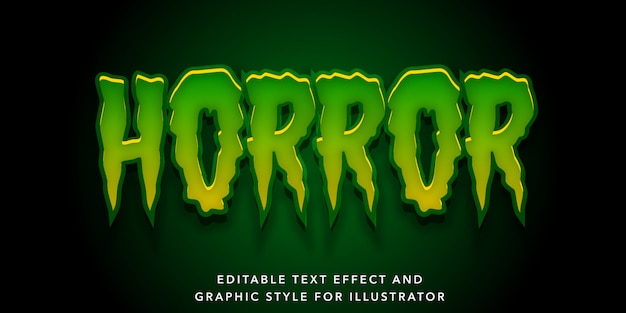 Vetor efeito de texto editável de horror verde