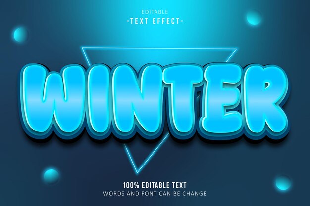 Efeito de texto editável de inverno em estilo de desenho animado em 3D