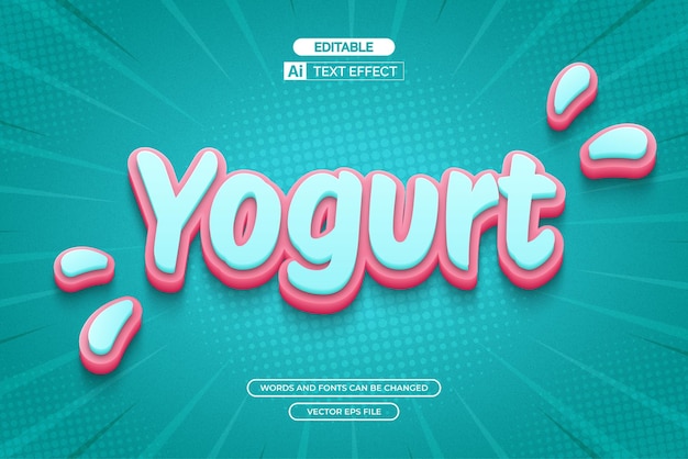 Vetor efeito de texto editável de iogurte