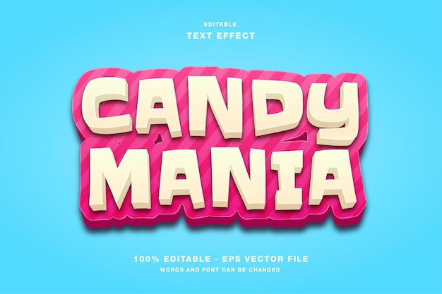 Efeito de texto editável de jogo de desenho animado candy mania