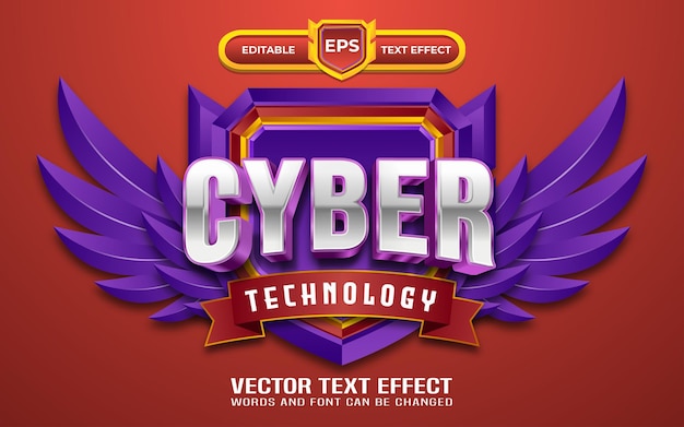 Efeito de texto editável de jogos de logotipo cibernético