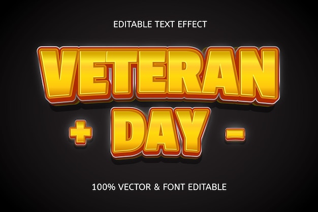 Efeito de texto editável de luxo do dia dos veteranos