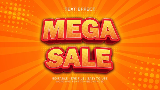 Vetor efeito de texto editável de mega sale pronto para uso