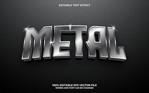 Vetor efeito de texto editável de metal 3d