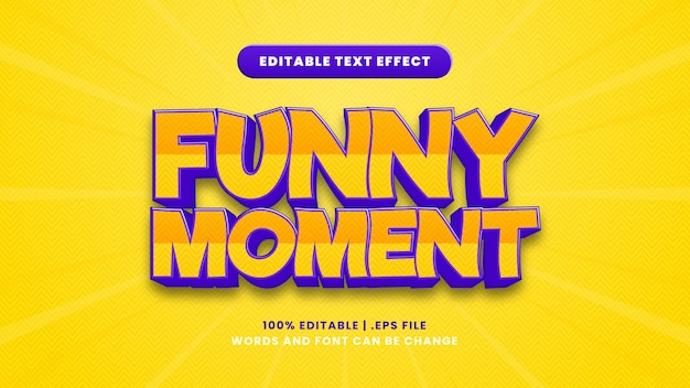 Efeito de texto editável de momento engraçado em estilo 3D moderno