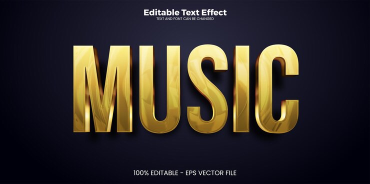 Vetor efeito de texto editável de música no estilo de tendência moderno