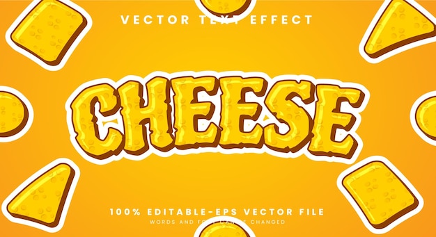 Vetor efeito de texto editável de queijo com estilo de desenho animado 3d
