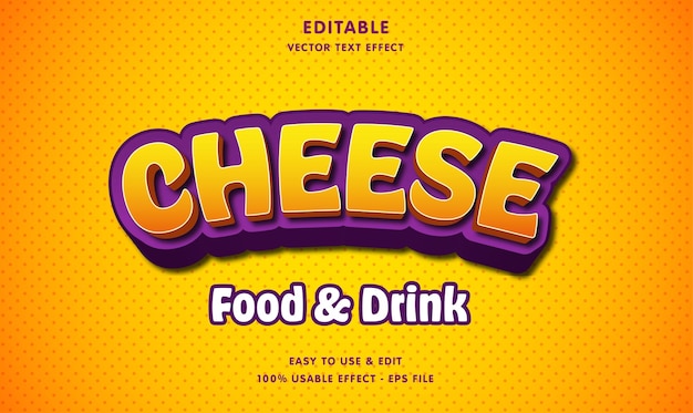 Efeito de texto editável de queijo com estilo moderno e simples