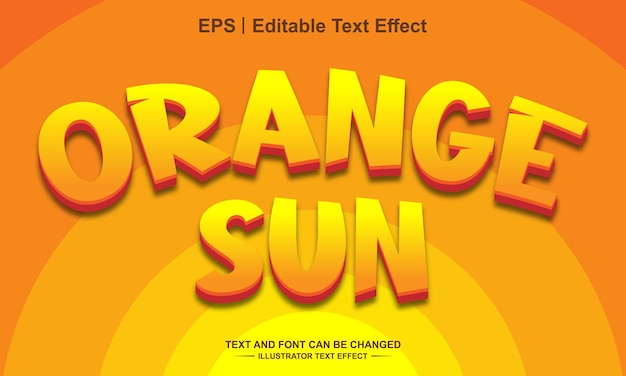 Vetor efeito de texto editável de sol laranja