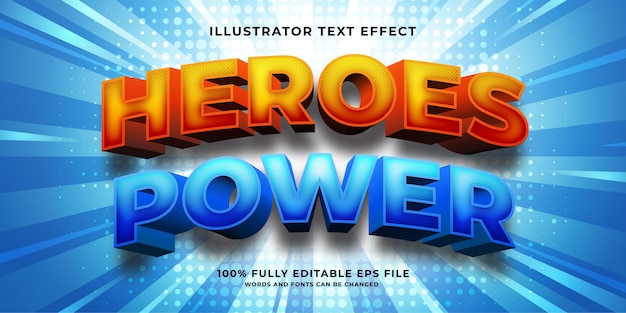 Vetor efeito de texto editável de super-herói de desenho animado