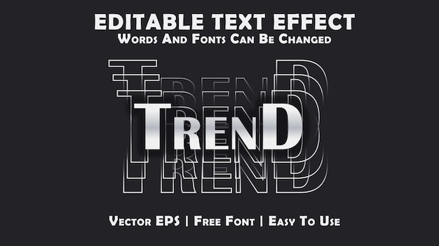 Vetor efeito de texto editável de tendência, modelo de efeito de texto editável em 3d