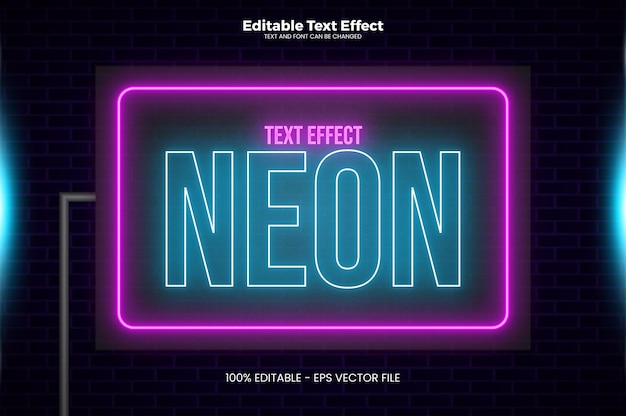 Efeito de texto editável de texto de néon no estilo de tendência moderno
