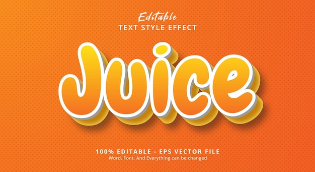 Efeito de texto editável de texto de suco de laranja