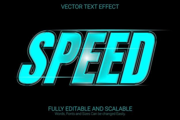 Vetor efeito de texto editável de velocidade com estilo de texto de cor prata
