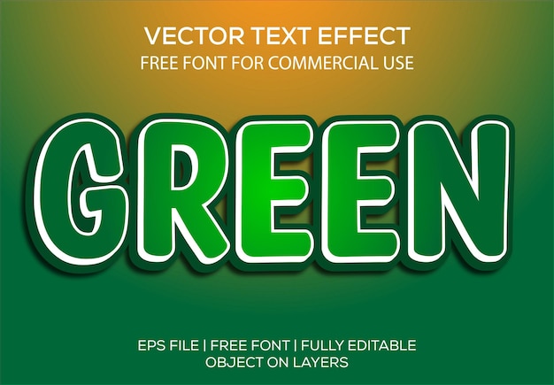 Efeito de texto editável de vetor 3d verde