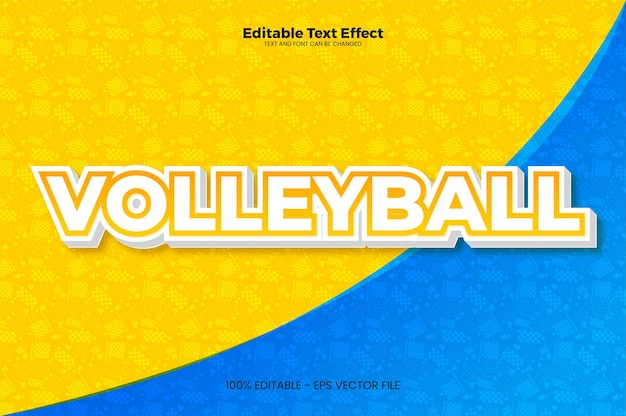 Efeito de texto editável de voleibol no estilo de tendência moderno