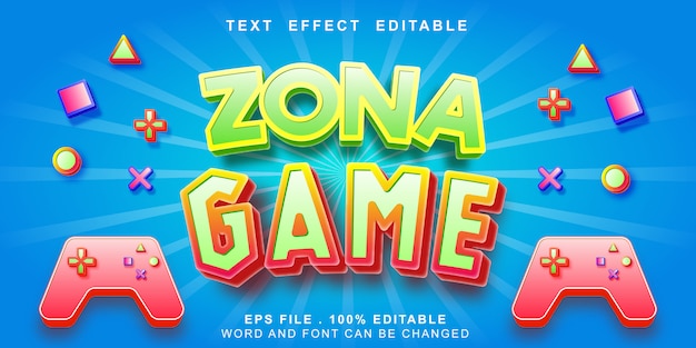 Efeito de texto editável de zona jogo 3d