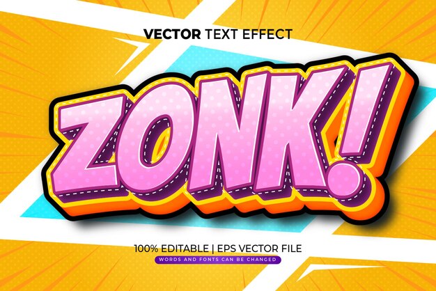 Vetor efeito de texto editável de zonk comic