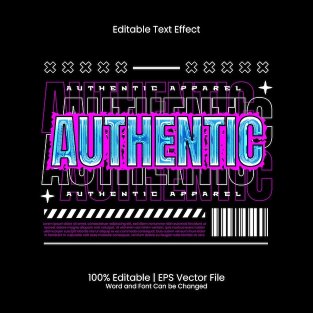 Efeito de texto editável - design de camiseta autêntico estilo street wear